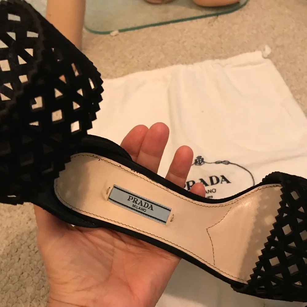 Prada suede pumps with cutouts 8 black $1140 gently worn cruise only - Picture 4 of 14